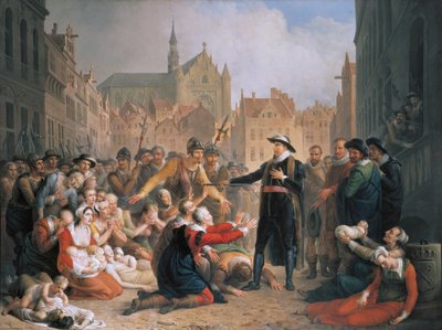 Il borgomastro van der Werf offre la sua spada al popolo di Leida da Mattheus Ignatius van Bree